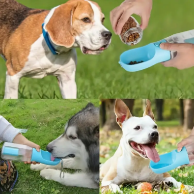 Bottiglia per Animali Domestici con Dispenser per Cibo.